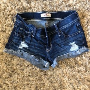 Hollister ripped jean shorts.